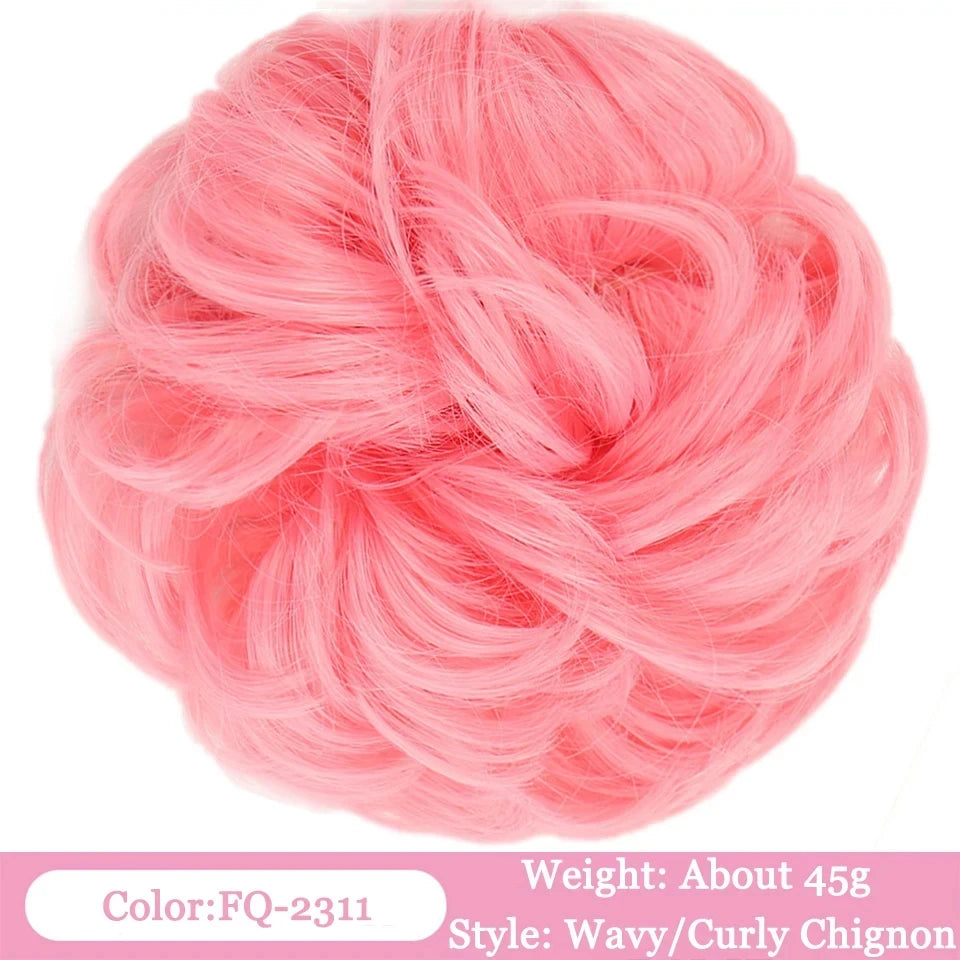OLACA Synthetic Hair Bun Bands Blonde Black Messy Curly Chignon Donut Updo Scrunchies Fake Hair Pieces For Women Hair Extensions