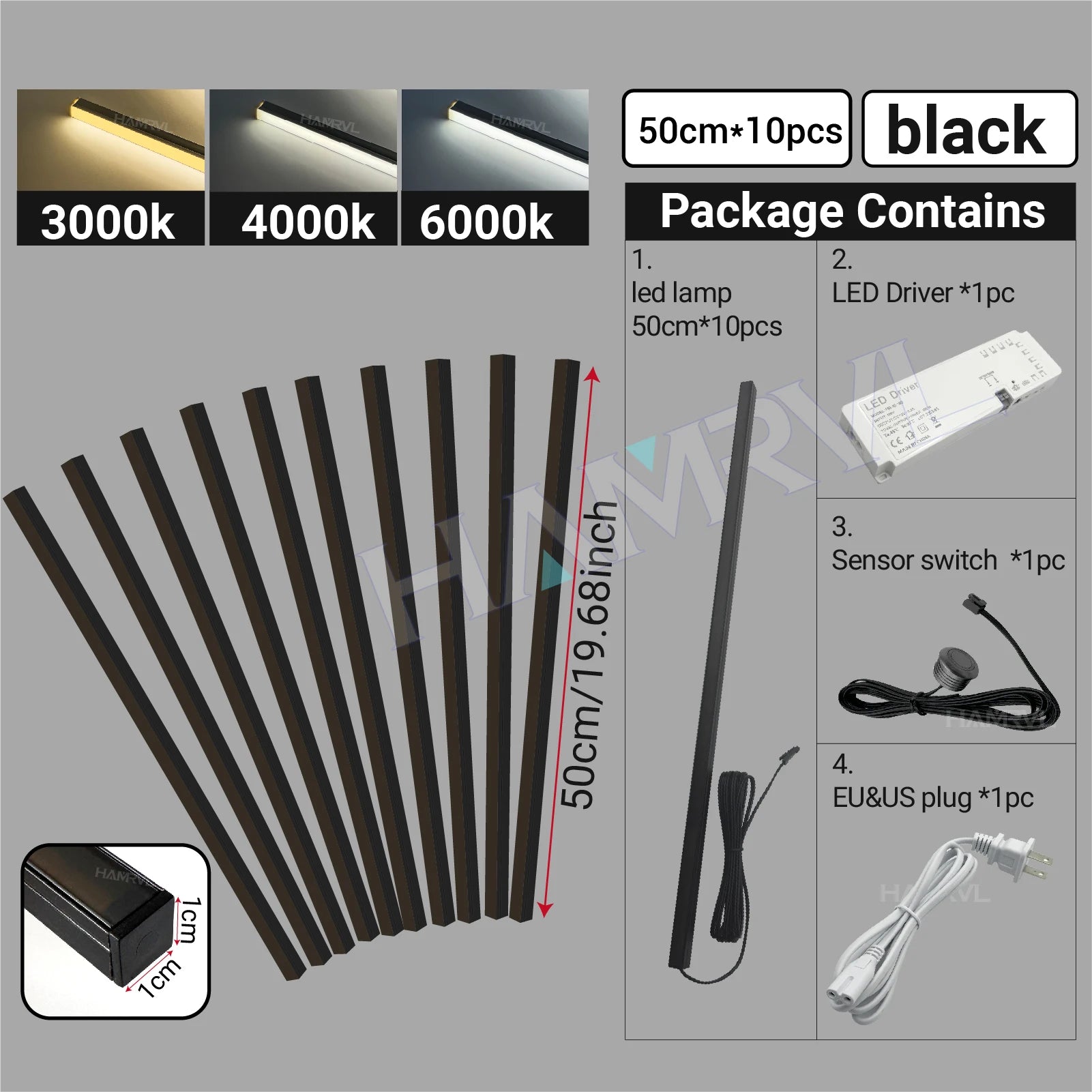 LED Recessed Lighting LED Strip Light for Wood Slat Wall Panel in Parallel with Touch Sensor, Self-Adhesive for Slat Wall Decor