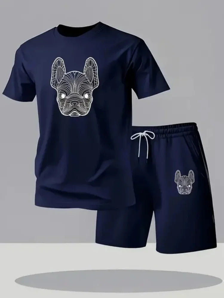 Summer Men's Quick Drying Casual Short Sleeved T-shirt and Shorts Set, Urban Street Fashion Running Sports Two-piece Set