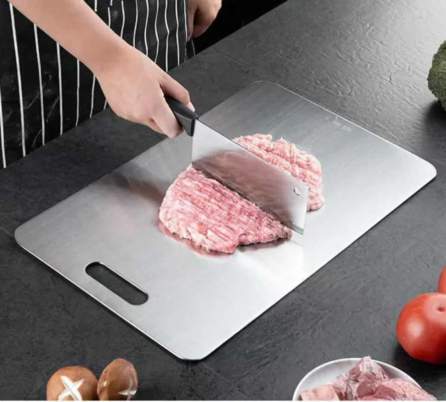 WXCOO 5 Sizes Household Kitchen Boards Thickened Stainless Steel Cutting Board Kitchen Fruit Vegetable Kneading Dough Board