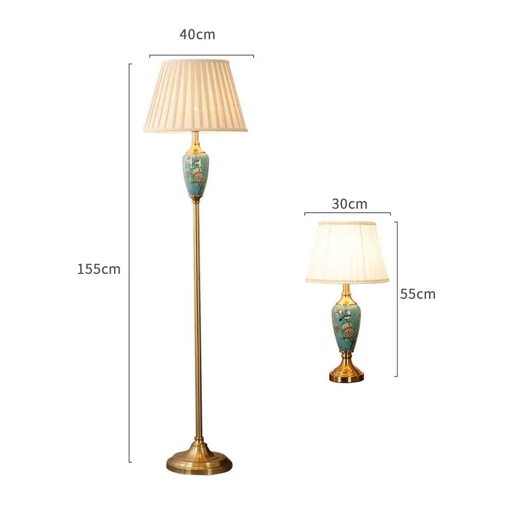 European Retro Ceramic Floor Lamp Home Decoration Standing Light for Living Room Bedroom Sofa Side Bedside Lamp