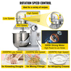 SucceBuy Electric Dough Machine 10/15/20/30L Stainless Steel Commercial Cream Egg Whisk Mixer Processor Food Stand Blender