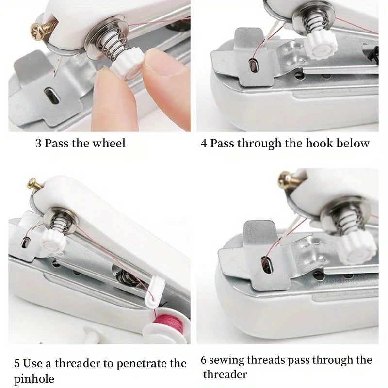 1 Mini Handheld Sewing Machine + 12 Random‑Color Thread Spools, Portable Easy‑Use Manual Sewing Tool for Home