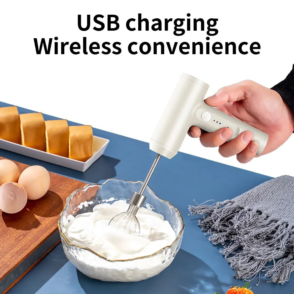 1 Wireless Electric Food Mixer, Portable 3-Speed Hand Mixer, Baking Dough and Cake Cream Mixer, Kitchen Tool