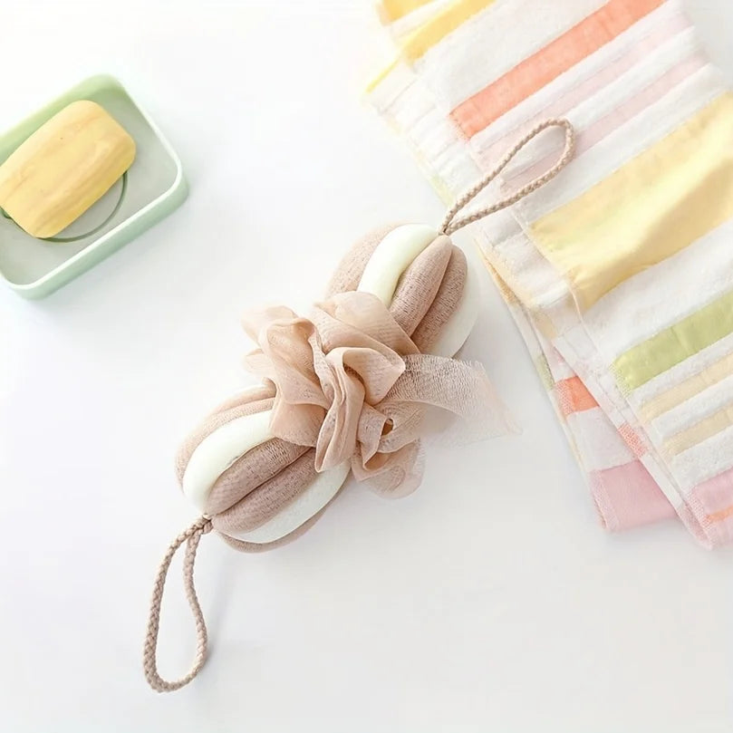Extended stretchable bath ball back scrubbing long strip bath flower bath ball colorful strip foaming bath ball soft lantern bat