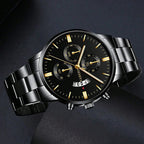 2pcs Fashion Men's Casual Business Sports Stainless Steel Quartz Wristwatch Calendar Male Classic Bracelet Set Luminous Clock