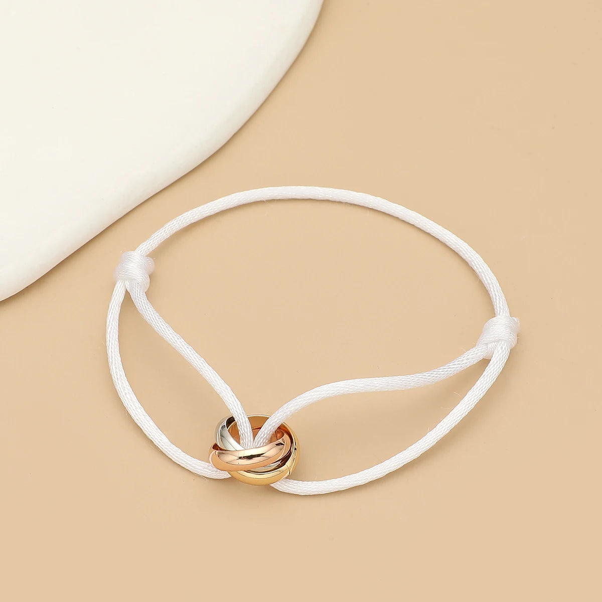 Simple Fashion Unisex Bracelet 3 Metal Round Circle Accessory Adjustable Men's Rope Bracelet for Women Jewelry Gifts