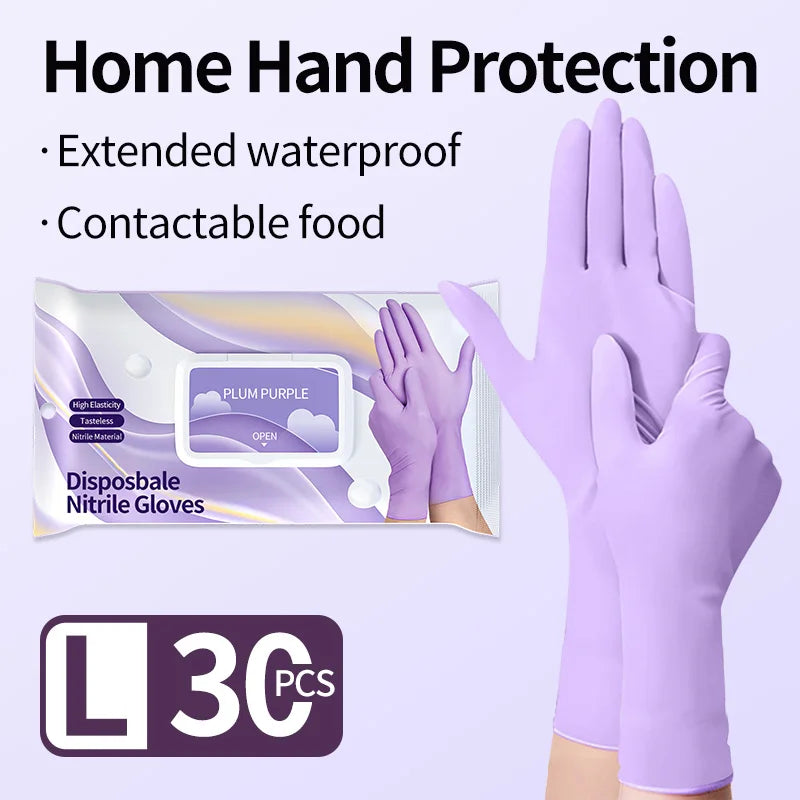 Disposable Nitrile Cleaning Gloves Latex-Free Thicken Extended Cuff Food Glove Cleaning Dishwashing Medical Exam Glove Purple