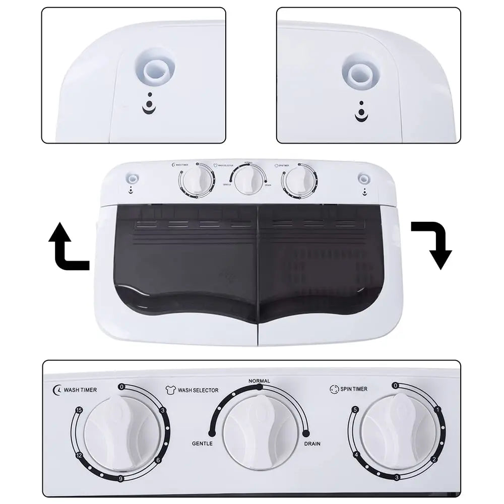 Portable Washing Machine 15LBS Built-in Drain Pump, Compact Mini Washer Machine & Spin Combo, Small Twin Tub Washer, Customized