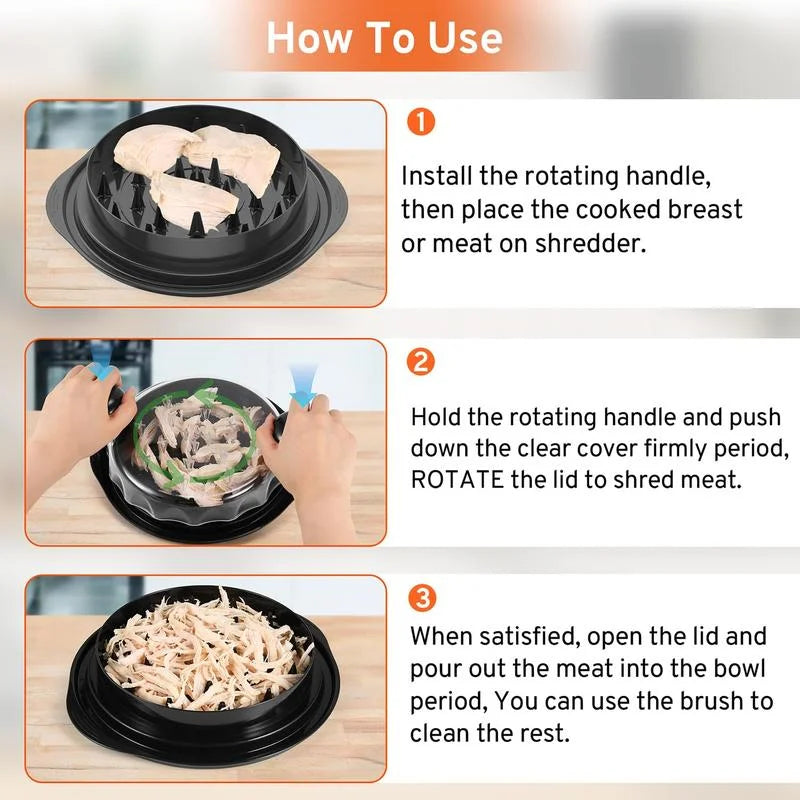 Large Chicken Breast Shredder Tool Visible Lid Meat Grinder For Chopping Chicken Beef  Cabbage Vegetables Rotating Kitchen Tool