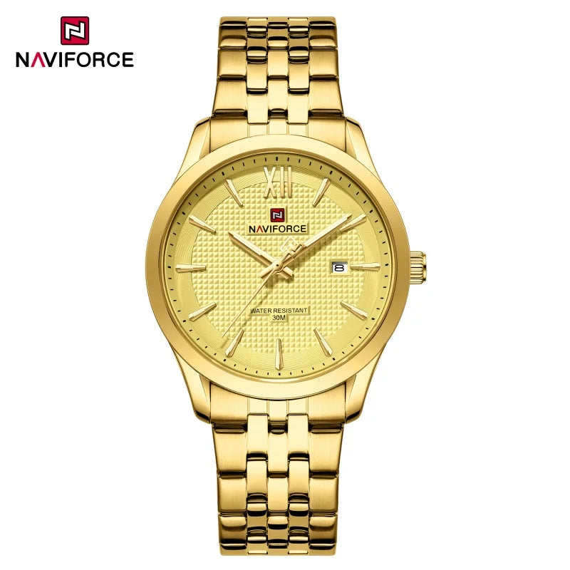 New Style NAVIFORCE Men's Stainless Steel Band Date Calendar Feature for Active Luxury Sports Watch 30m Waterproof Male Gifts
