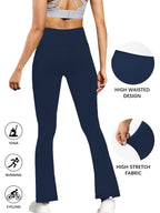 Plus Size Women's Super Soft High Waisted Flare Pants, Leggings Tummy Control Soft Bootleg Bell Bottoms Running