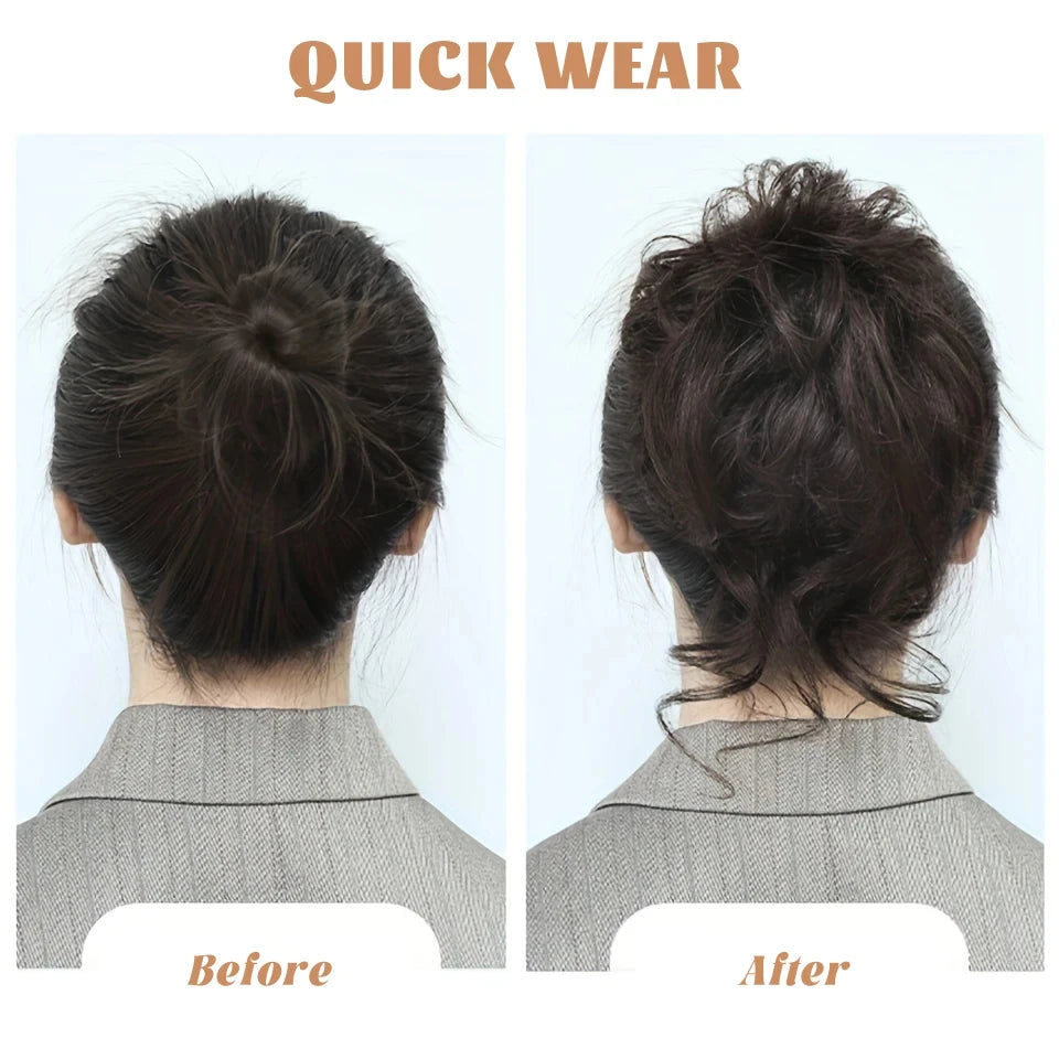 OLACA Synthetic Hair Bun Bands Blonde Black Messy Curly Chignon Donut Updo Scrunchies Fake Hair Pieces For Women Hair Extensions