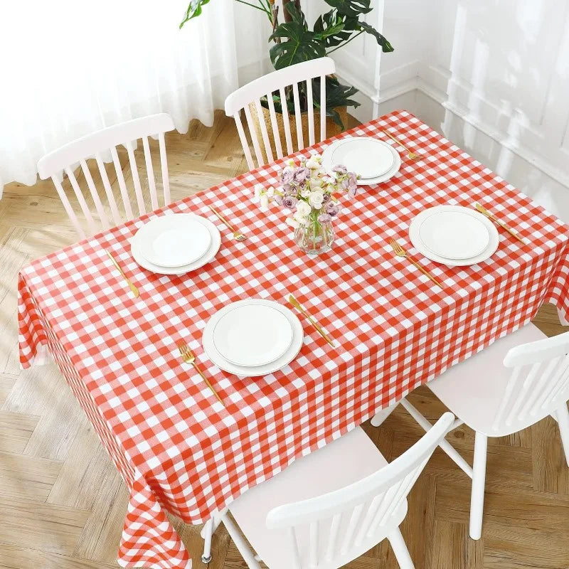 Disposable Checkered Tablecloth Plastic Rectangle Tablecloth Birthday Party Wedding Picnics Christmas Home Decoration Supplies