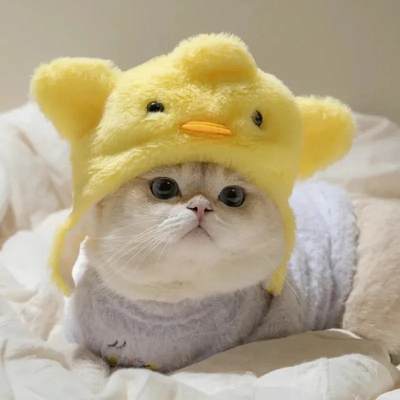Cute animals Hooded Pet Cat Dog Accessories Cosplay Cat Hat Winter Lovely New Year Puppy Headgear Soft Velvet Pets Supplies
