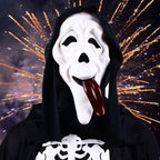 Quality Halloween Movie Scream Horror Face Mask Realistic Creepy Ghost Masks Stick Tongue Out Funny Scary Cosplay Costume  Props