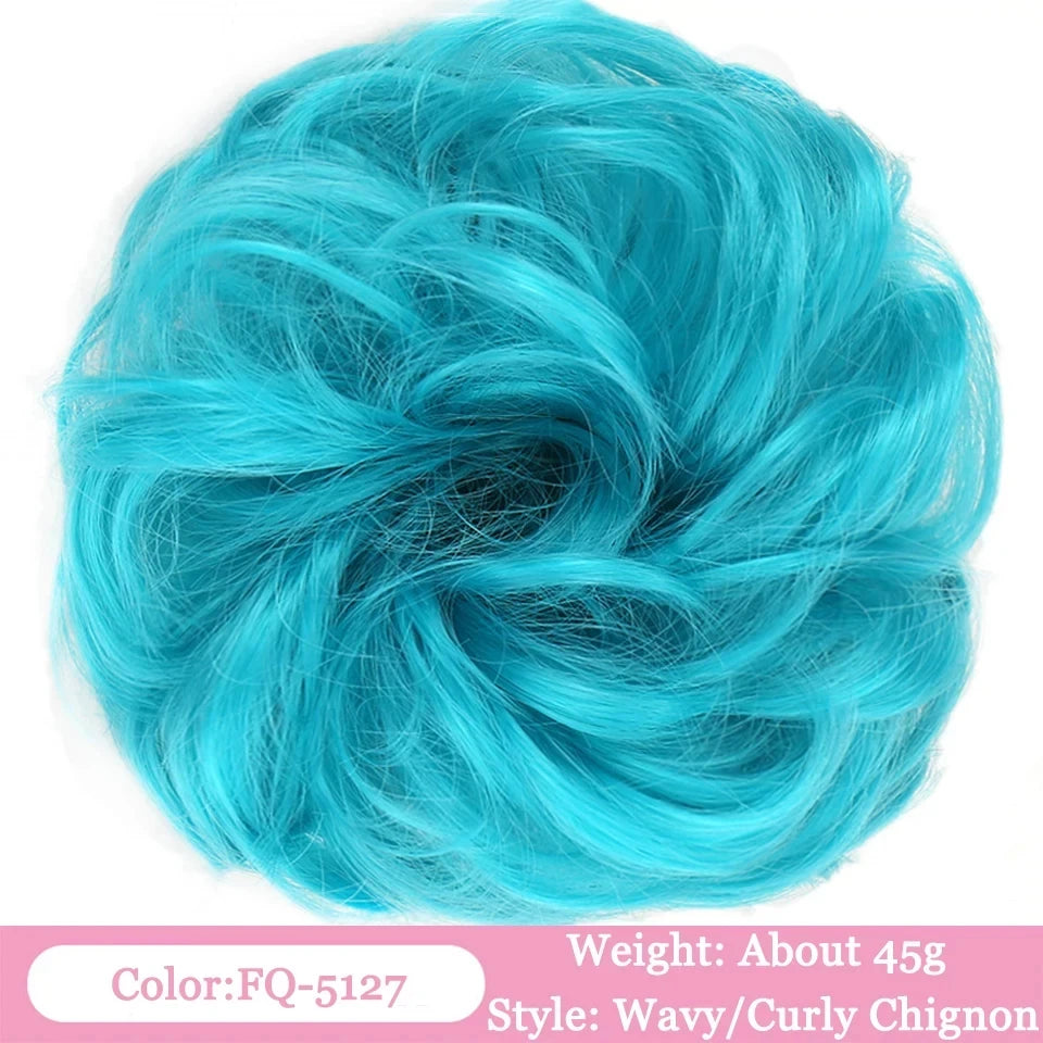 OLACA Synthetic Hair Bun Bands Blonde Black Messy Curly Chignon Donut Updo Scrunchies Fake Hair Pieces For Women Hair Extensions