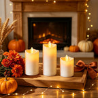 3pcs LED Flameless Candles Set, LED Plastic Flickering Candle Light for Halloween, Chriatmas, Thankagiving, Wedding, Party Decor