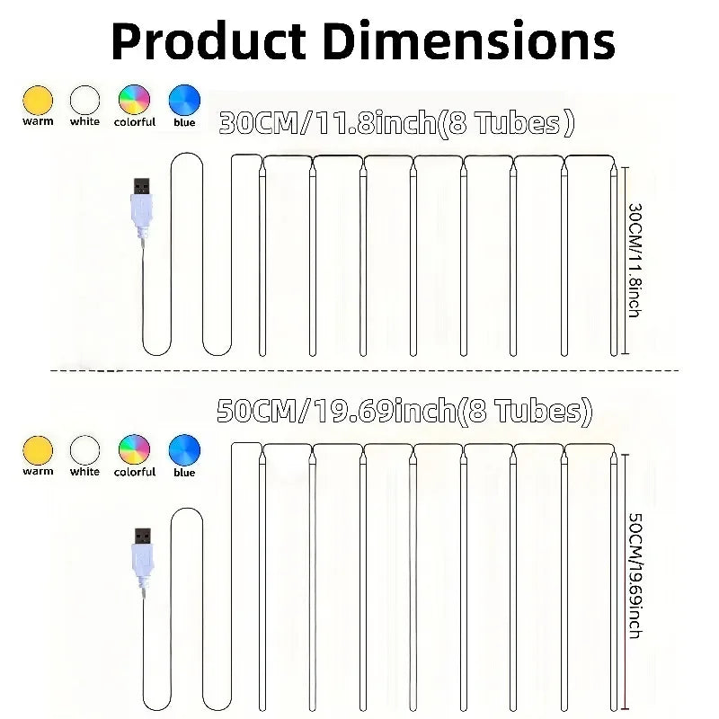 8 Modes USB Popsicle LED String Lights Waterproof Flexible Curtain Garland Lamp For Home Wedding Christmas Party Garden Decor