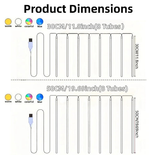 8 Modes USB Popsicle LED String Lights Waterproof Flexible Curtain Garland Lamp For Home Wedding Christmas Party Garden Decor