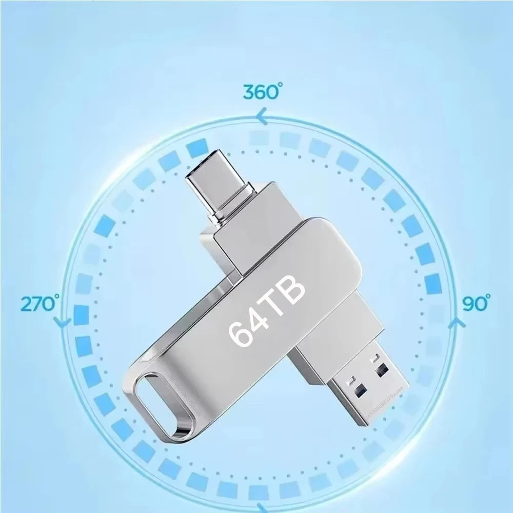 64TB USB 3.2 Flash Drives U Disk 2TB High Speed Metal Pendrive WaterProof Type-C Memoria USB Stick USB Drives 8TB 2TB 1TB