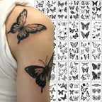 Black Butterfly Temporary Tattoo Sticker 30PCS/set 3D Butterfly Fake Tattoo Transfer Waterproof Tattoo Legs Arm Body for Women