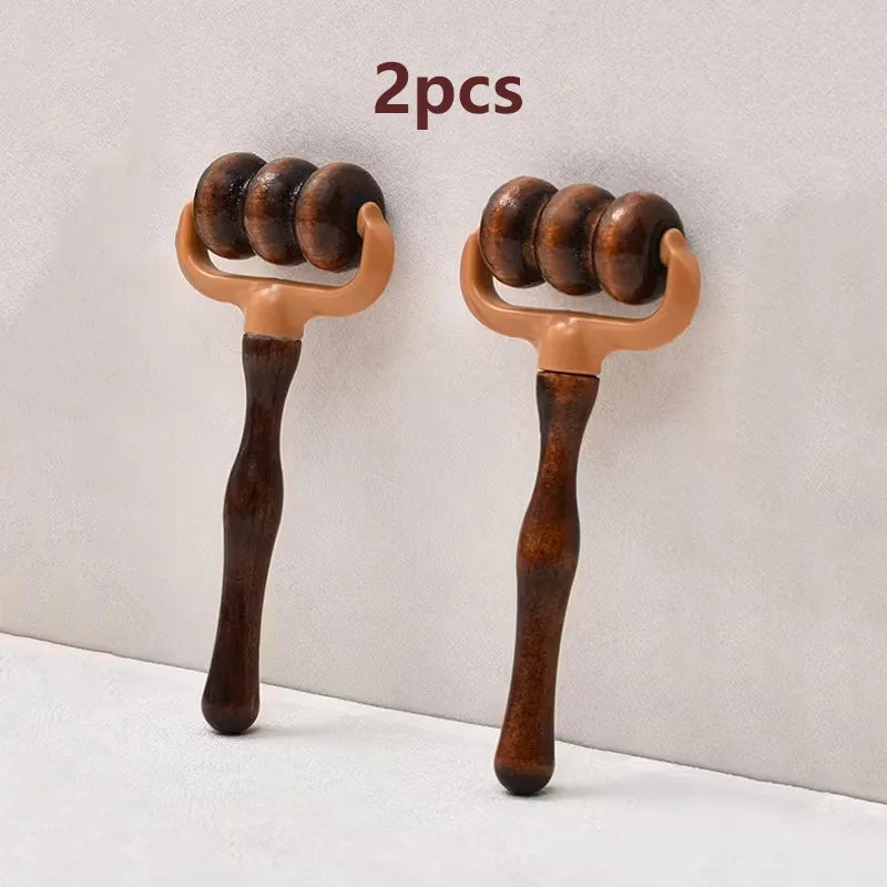 1/2pcs Wooden Manual Massage Roller Portable Massager for Blood Circulation, Suitable for Neck, Back, Shoulders, Hands and Head