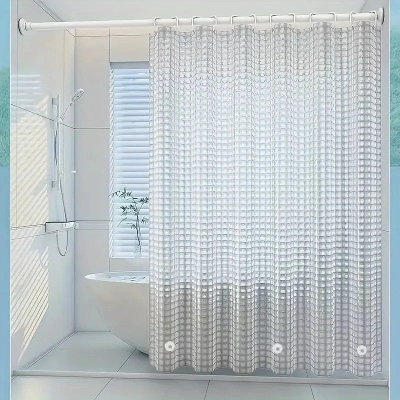 1pc Waterproof Clear Crystal Shower Curtain Liner with Bottom Magnets, Plastic Bathroom Curtain for Bathtubs Bathroom Partitions