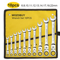 Ratcheting Combination Wrench Set, 6-22mm Metric Flex Head Ratcheting Wrench, Chrome Vanadium Steel Spanner with Bag