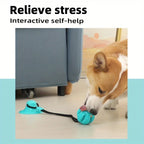 Interactive Suction Cup Dog Toy with Sound and Treat Dispensing - Durable Rubber Ball for Training and Tug-of-War Fun