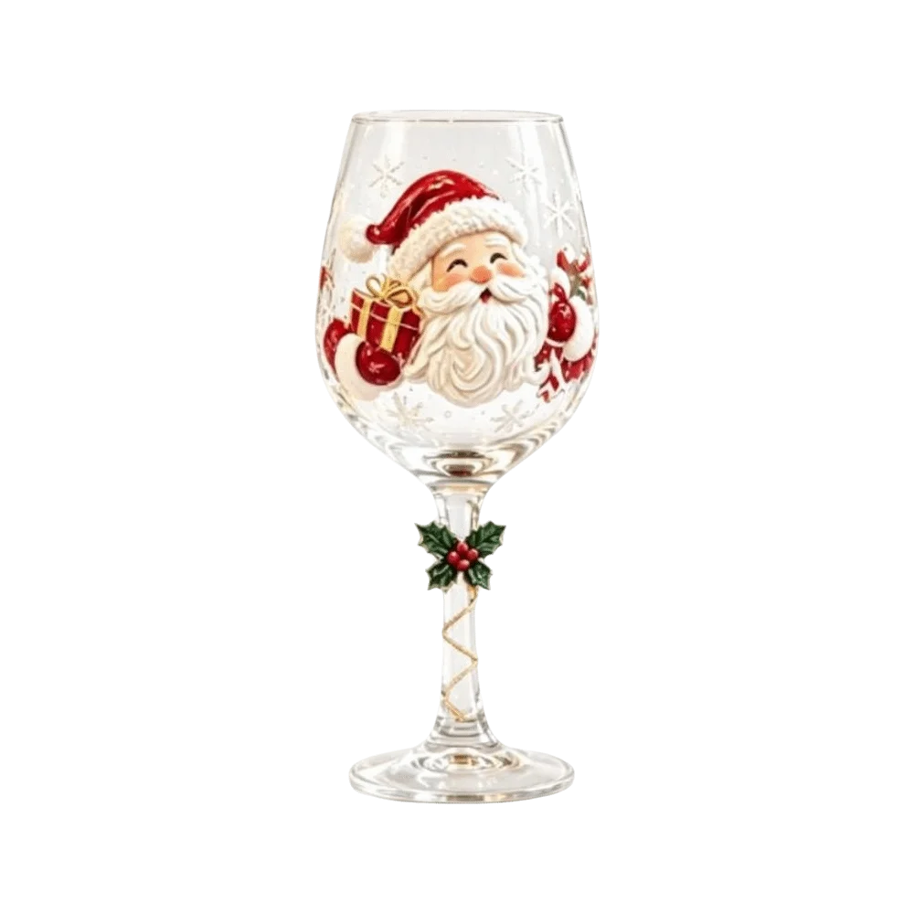 Christmas Gifts Santa Claus Christmas Wine Glass Snowman Transparent Clear Stemmed Cup Funny 3D Creative Tall Glass Table Decor