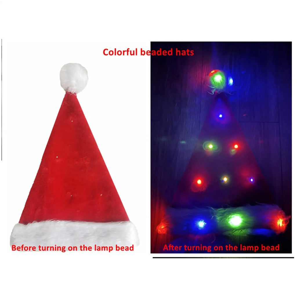 Christmas Hat Merry Christmas LED Light Hat New Year Ligthed Hat Red Santa Claus Hat for Kids Adult Xmas Gift Christmas decor