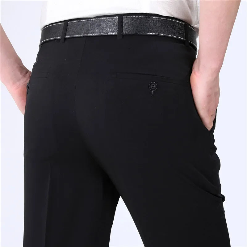 2021 Men Business Silk Suit Pant Plus Size 29-56 Spring Summer New Fashion Formal Men Casual Pant Buckle Trousers For Male