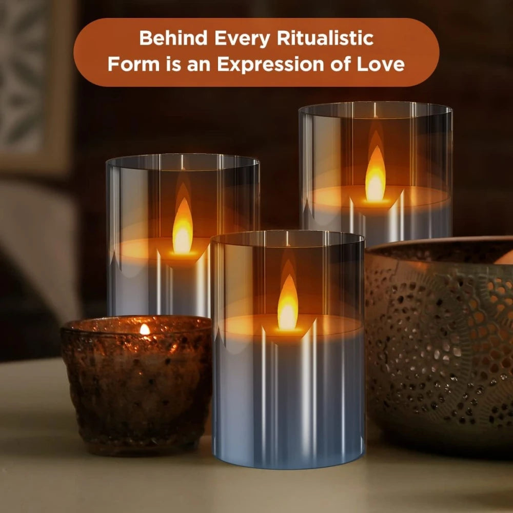 3Pcs Flameless LED Candles Light Kits With Remote Control Romantic Flickering Wick Candles Set Lamp For Christmas Wedding Party
