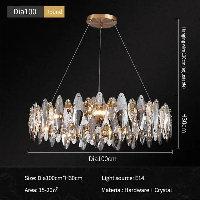 Modern Luxury Crystal Chandeliers Lighting Indoor Lustre E14 LED Pendant Lamp for Living Room Art Decor Hanging Light