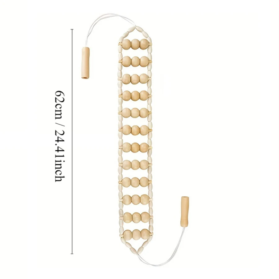 Wood Back Massage Roller Rope Tool,Wood Massage Tools,Portable Handheld Rolling,Self Massage Strap for Back Neck Shoulders Legs