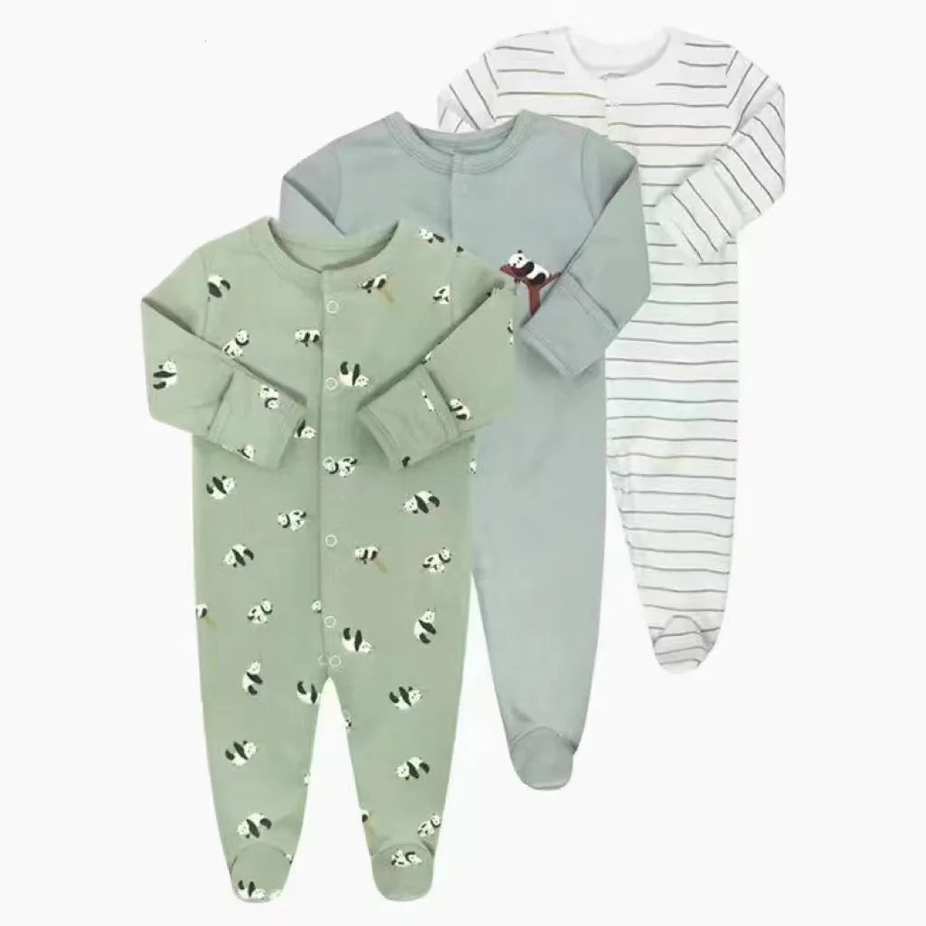 Brand Newborn Babies Clothes Infant Baby Boys Girls Romper Cotton Long Sleeve Pajamas Jumpsuit Toddler Clothes Outfits 3Pcs/Lot
