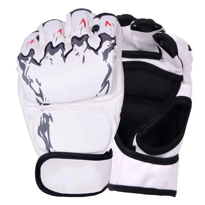 1 Pair of Pu Boxing Gloves Mma Gloves Half Finger Sandbag Taekwondo Muay Thai Gloves Professional Boxing Training Equipment
