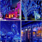 Solar Meteor Shower Lights Outdoor 8 Tube LED Falling Rain Icicle String Lights for Halloween Christmas Weddings Decorations