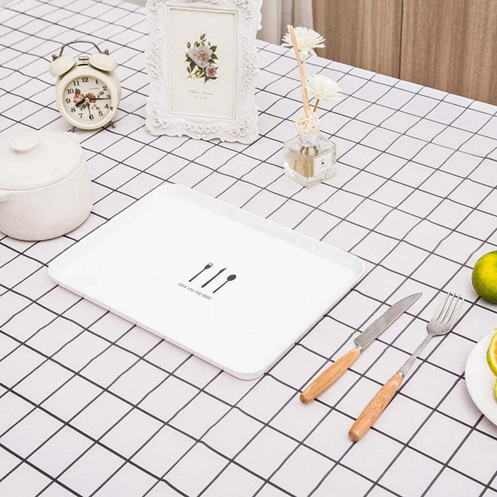 Plastic PVC Rectangula Grid Printed Tablecloth Waterproof Oilproof Kitchen Dining Table Colth Cover Mat Oilcloth Antifouling