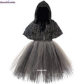 2025 Girls Demon Horror Death Halloween Costume Cosplay Fancy Dress Party Medieval Hooded Cloak Clothing Party Grim Clothes ﻿