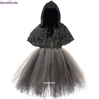 2025 Girls Demon Horror Death Halloween Costume Cosplay Fancy Dress Party Medieval Hooded Cloak Clothing Party Grim Clothes ﻿