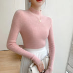 Autumn and Winter New Women's Cashmere Sweater 100% Pure Cashmere Semi High Neck Women's Pullover Soft Basic Women's Top