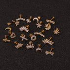 1PC 16G New Cross Heart Flower Crown Tragus Helix Stainless Steel Labret Lip Bar Rings Stud Cartilage Ear Piercing Body Jewelry