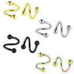 1Pair  Surgical Steel Spiral Twisted Lip Ring Nose Rings 16 Gauge Ear Cartilage Helix Piercing Body Accessories Jewelry