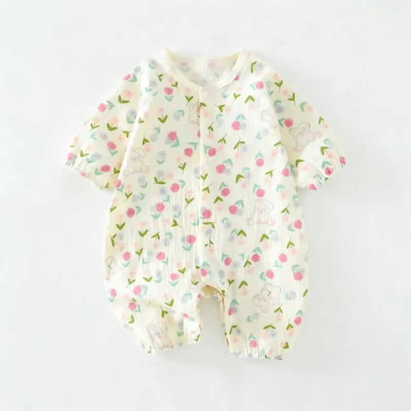 Baby Boys Girls Clothes Newborn Jumpsuit Muslin Cotton Long Sleeve Romper Infant Autumn Spring Clothes 0-2T