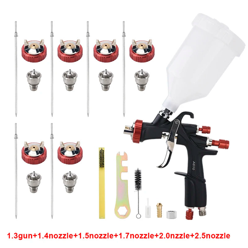 AEROPRO LVLP Spray Gun A610/R500 Home Professional Airbrush For Car Pneumatic Automotive Paint Gun Kit 1.3 1.4 1.5 1.7 2.0 2.5mm