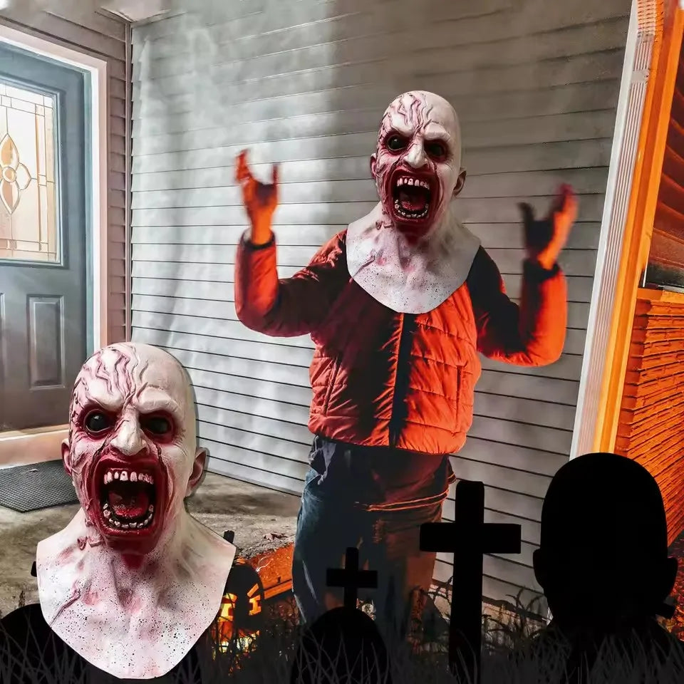 Mask Creepy Halloween Props Scary Realistic Face Mask For Adult Party Cosplay Costume Horror Props Scary Halloween Cosplay Mask