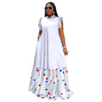Women Dress Floor Length Dresses Solid A Line Round Neck Sleeveless Ruffles Casual Loose Elegant Splice Sexy Vestidos 2025