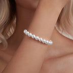 Fashion Elegant Elastic White Pearl Bracelet For Women Men Wedding Banquet Stretch Bracelets 6-12mm Beads Handmade Jewelry Gift